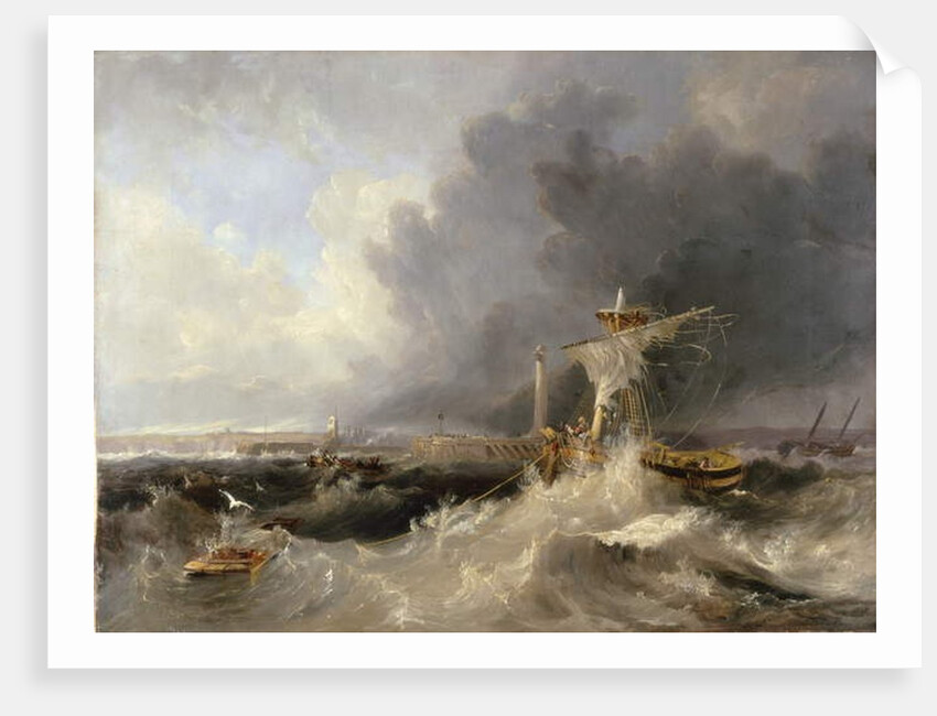 Sunderland Old Pier and Lighthouse with Ryhope Church in distance, 1840 by John Wilson Carmichael