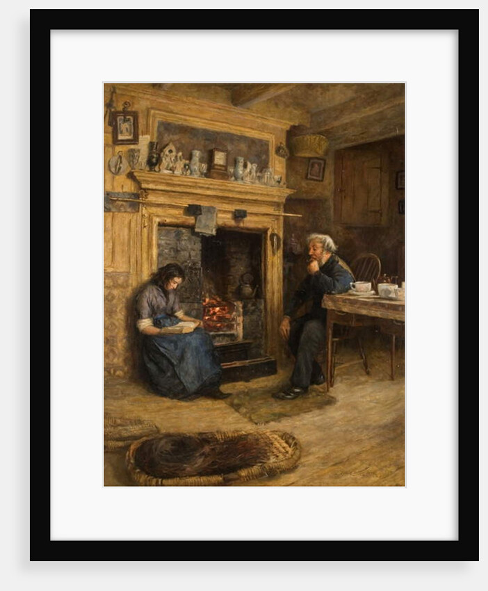 Interior, Woman Reading to Old Man, 1889 by Frank Stanley Ogilvie