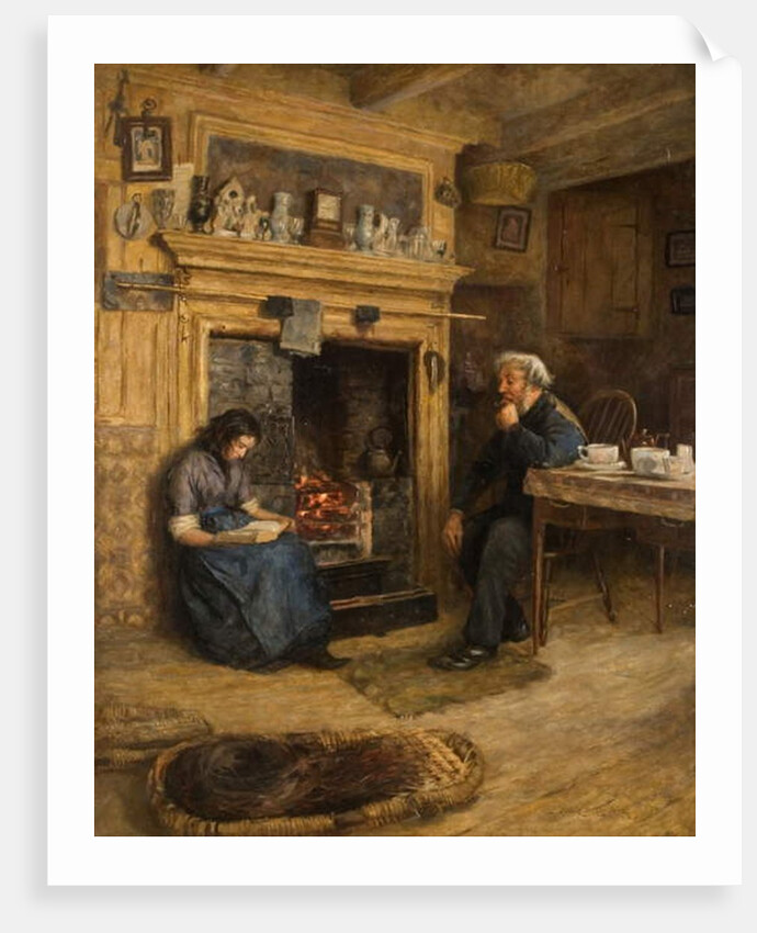 Interior, Woman Reading to Old Man, 1889 by Frank Stanley Ogilvie