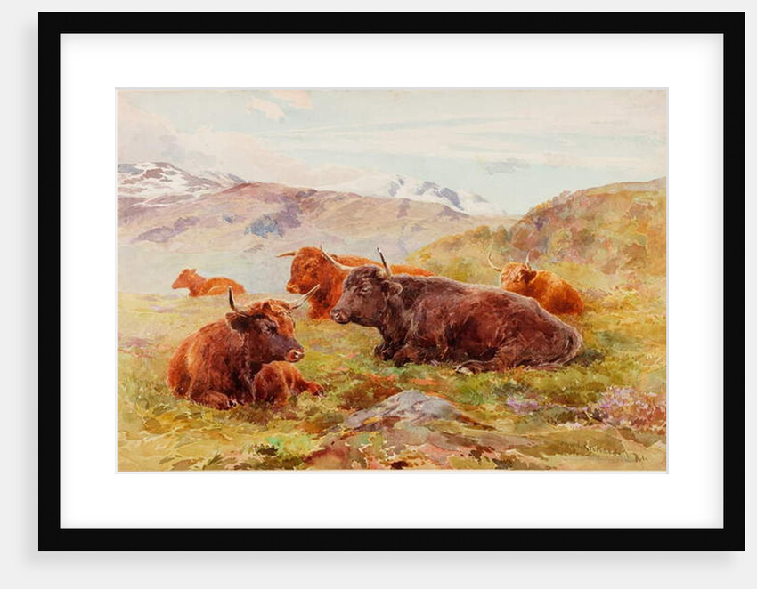 Highland Landscape with Cattle by John Isaac Richardson
