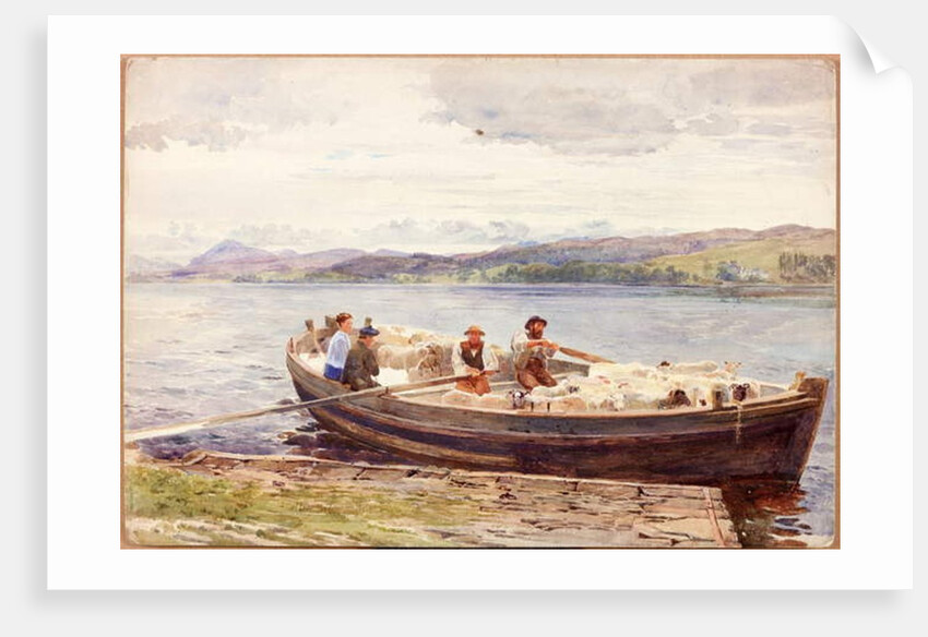 Ferrying Sheep on a Scottish Loch by John Isaac Richardson