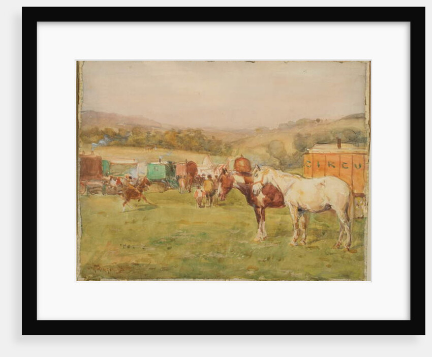 Two Horses and a Circus Van by John Atkinson