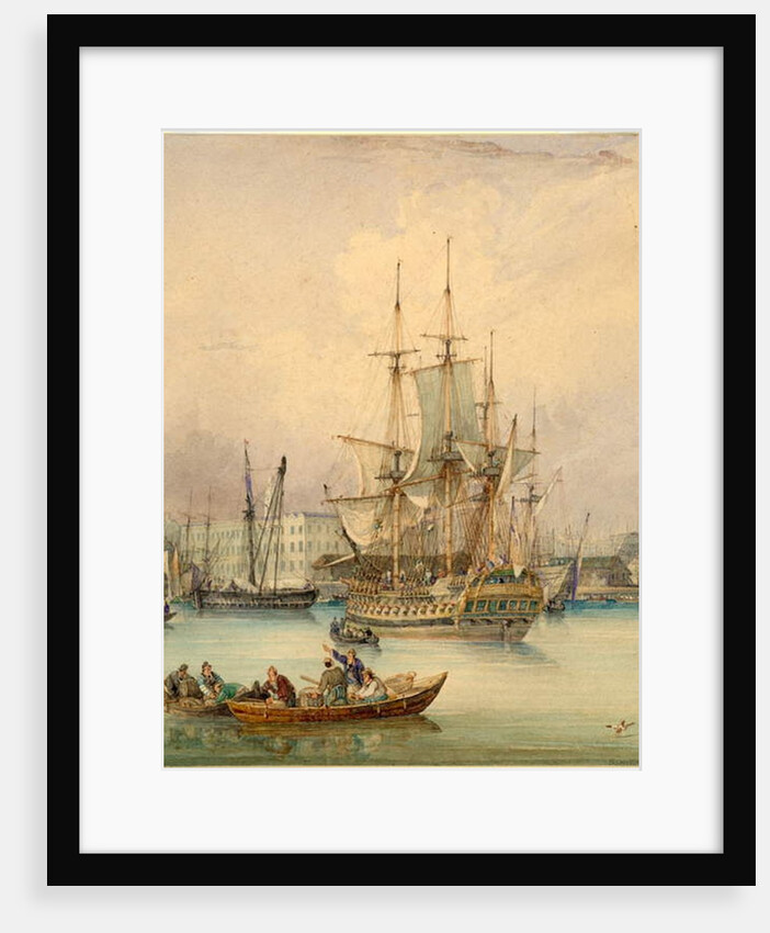 River Scene with Shipping by Samuel Owen