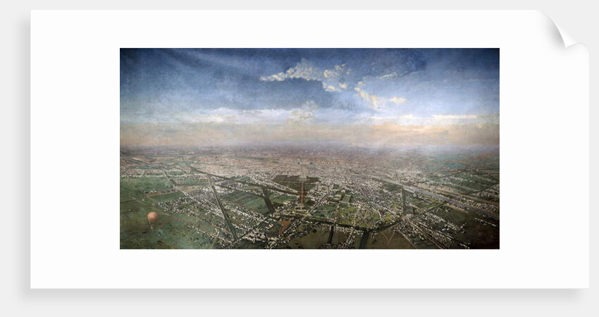 General view of Paris from a hot-air balloon, 1855 by Victor Navlet