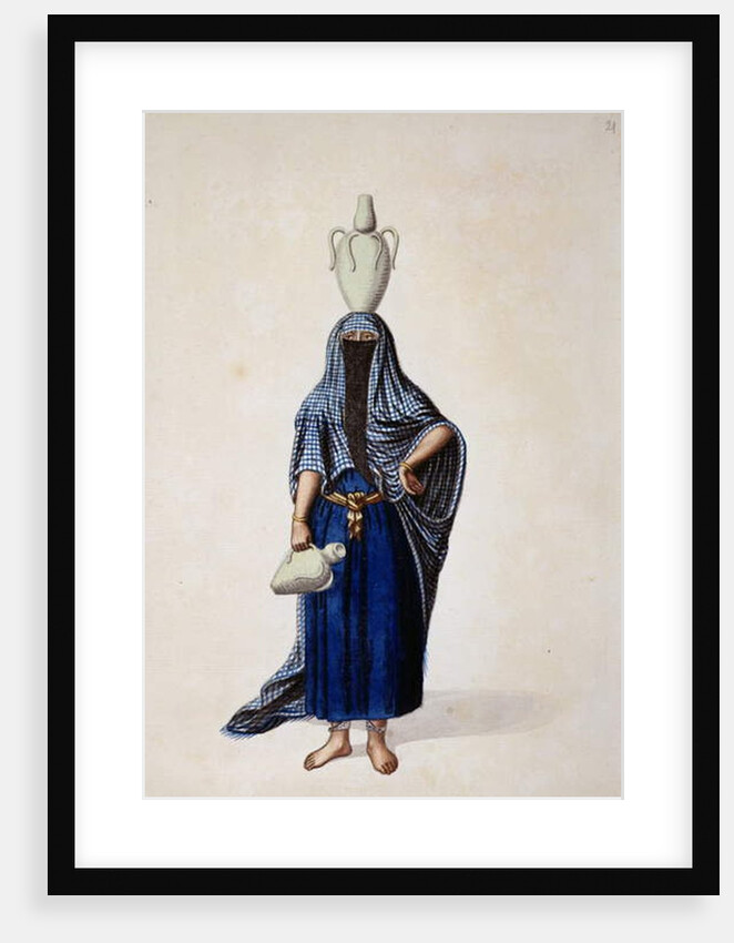 Egyptian Woman Carrying an Ibrik Water Pot, probably by Cousinery, Ottoman period, third quarter of 18th century by French School