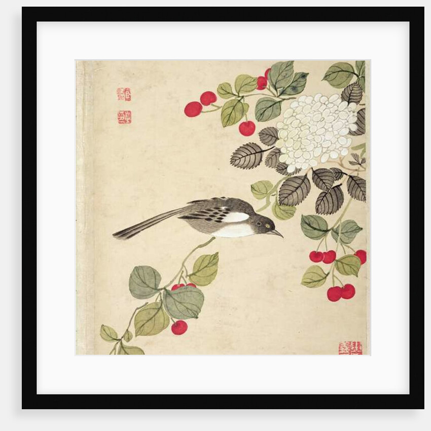 One of a series of paintings of birds and fruit, late 19th century by Guochen Wang
