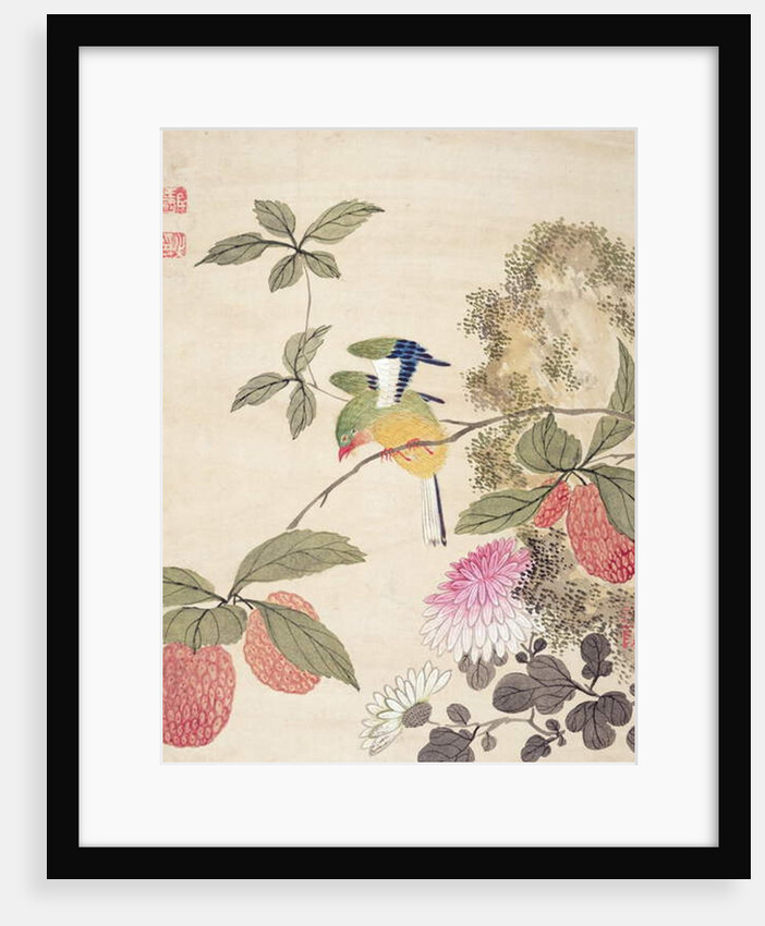 One of a series of paintings of birds and fruit, late 19th century by Guochen Wang
