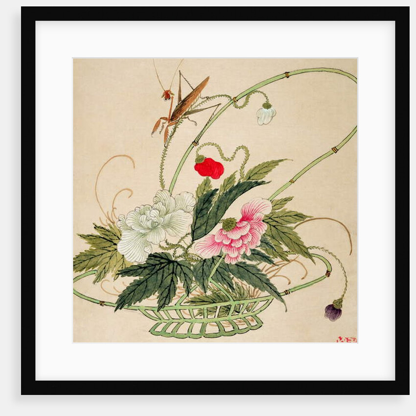 One of a series of paintings of flowers and insects, late 19th century by Hua Liu