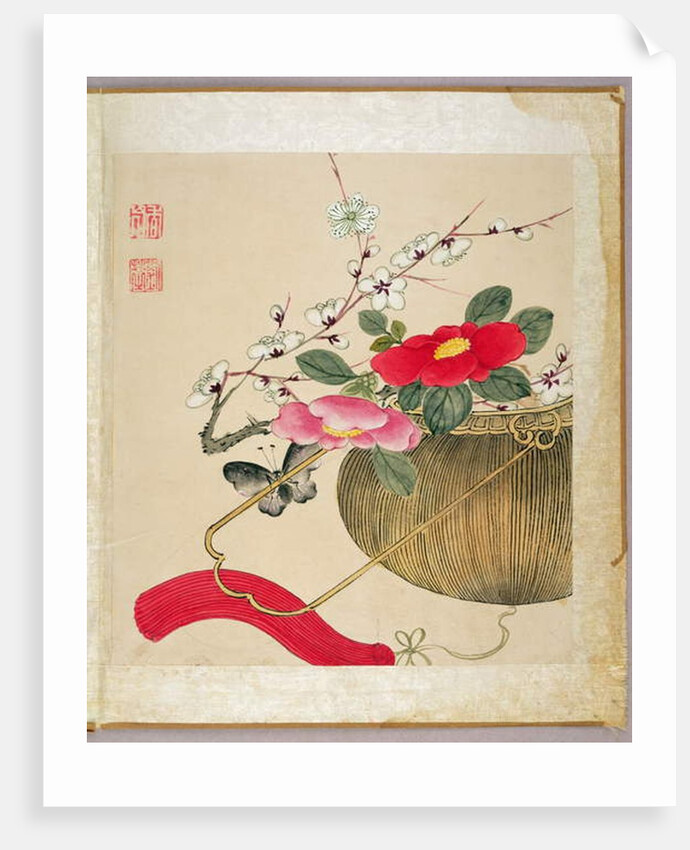 One of a series of paintings of flowers and insects, late 19th century by Hua Liu