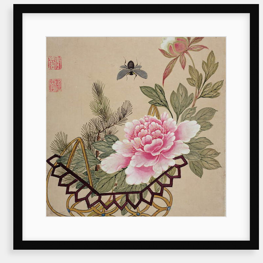 One of a series of paintings of flowers and insects, late 19th century by Hua Liu