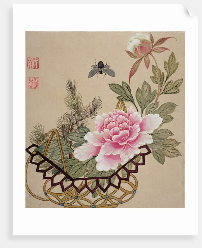 One of a series of paintings of flowers and insects, late 19th century by Hua Liu