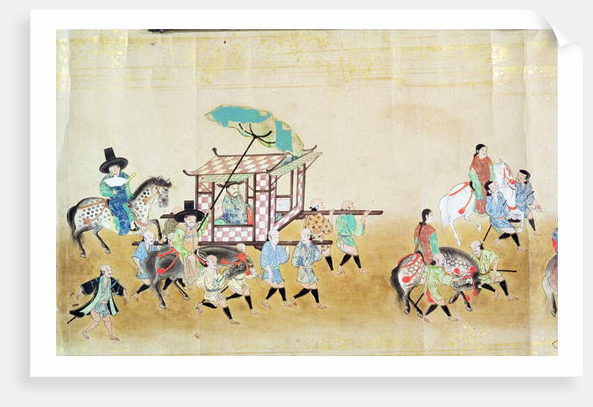 Part of the Sixth Korean Embassy to Japan at the time of Tokugawa Ietsuna's succession in 1651, possibly by Kano Masunobu 1655-57 by Japanese School