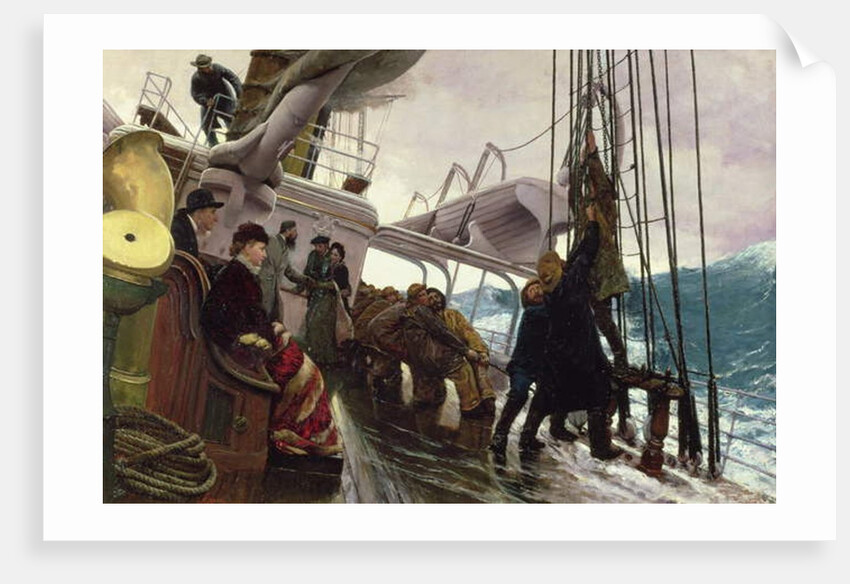 Binding Sail After a Gale, 1881 by Alfred Edward Emslie