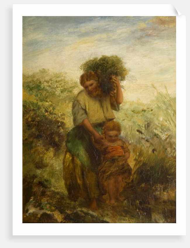 Gorse Gatherer - Child Crossing Mountain Stream, 1855 by Paul Falconer Poole