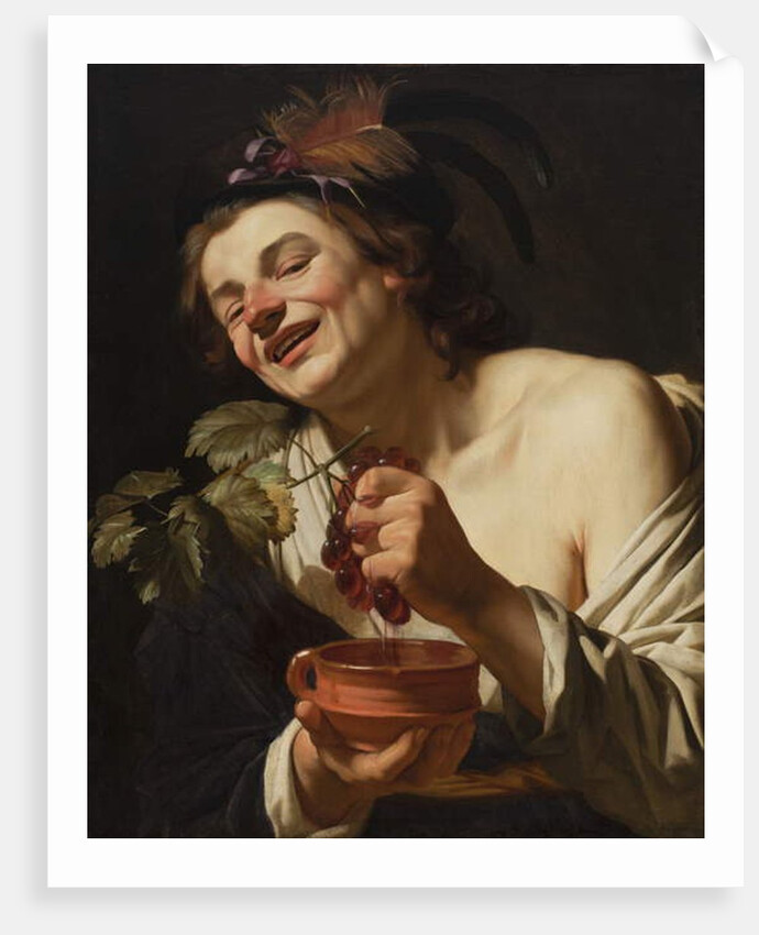Smiling Young Man Squeezing Grapes, 1622 by Gerrit van Honthorst