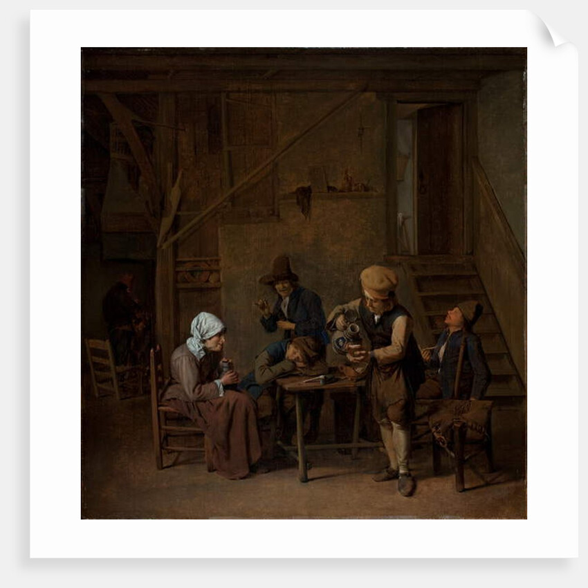 Peasants in an interior by Cornelis Schaeck