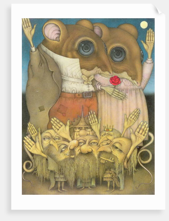 Mouse Couple and Dwarves Waving by Wayne Anderson