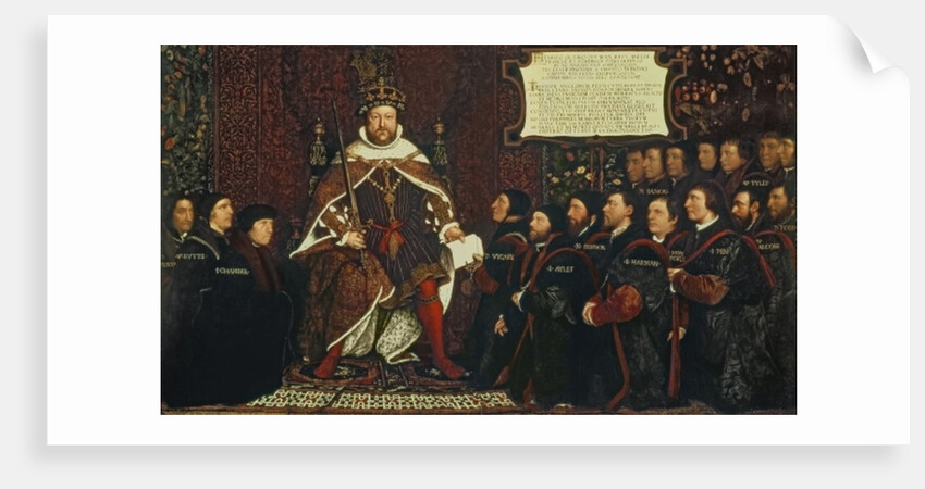 Henry VIII handing over a charter to Thomas Vicary, commemorating the joining of the Barbers and Surgeons Guilds, 1541 by Hans Holbein the Younger