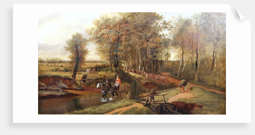 A Wooded River Landscape with Figures, Horse and Cart, 1692 by Jan Siberechts