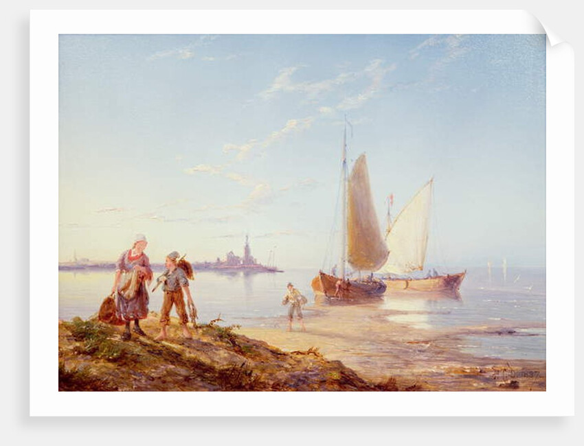 Fishing Boats off the Shore, 1887 by Pieter Cornelis Dommerson