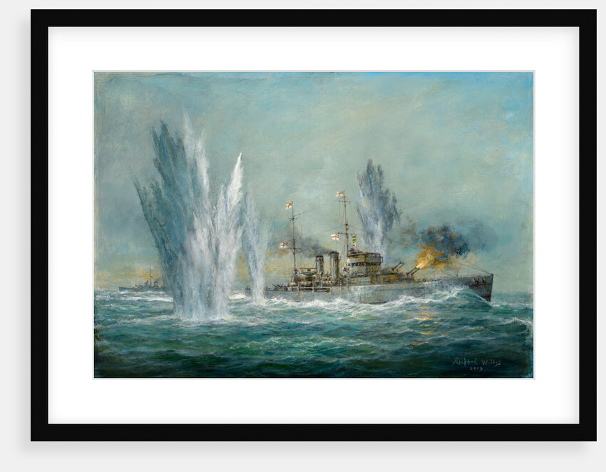 HMS Exeter engaging in the Graf Spree at the Battle of the River Plate, 2009 by Richard Willis