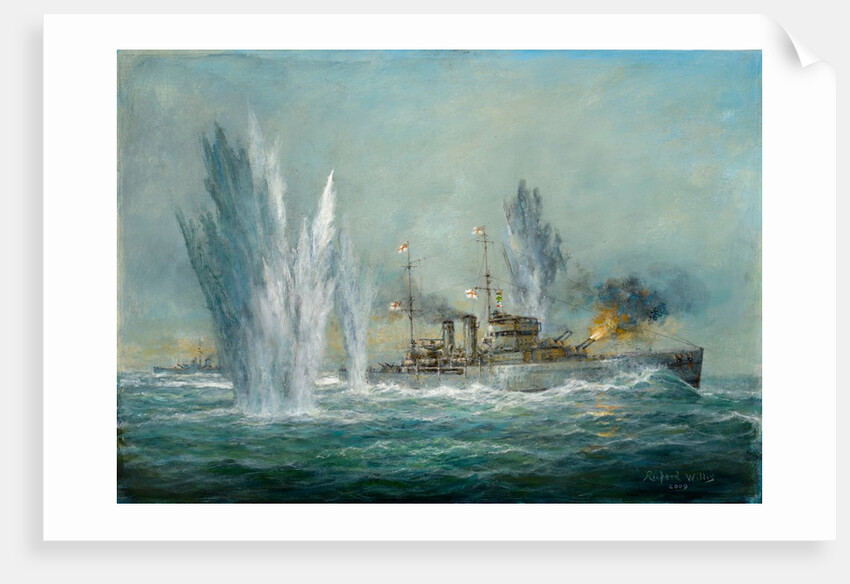 HMS Exeter engaging in the Graf Spree at the Battle of the River Plate, 2009 by Richard Willis
