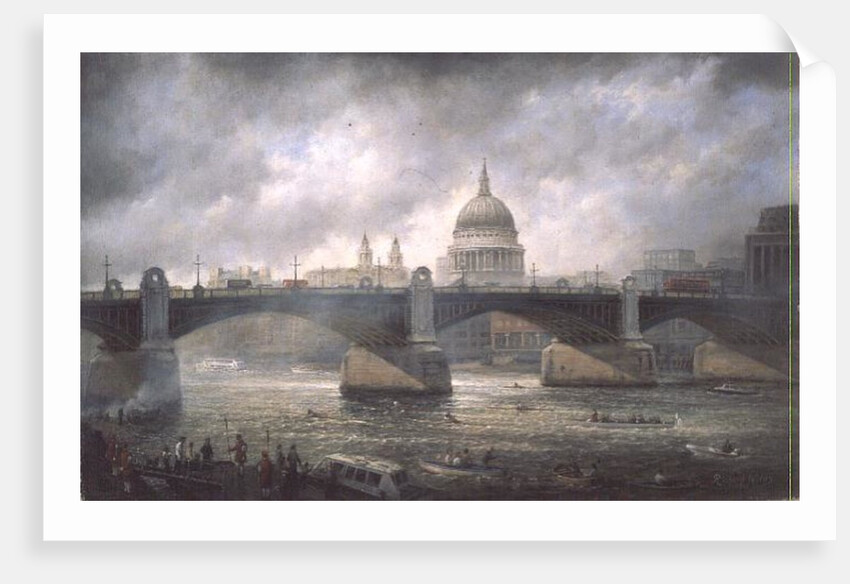 St. Paul's Cathedral from the Southwark Bank, Doggett Coat and Badge Race in Progress by Richard Willis