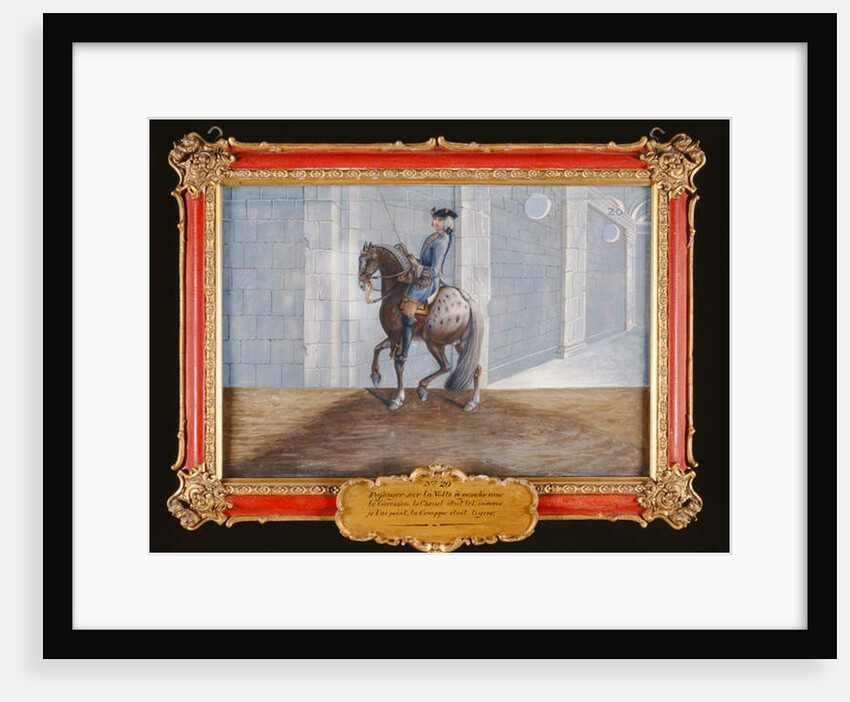 No. 20 A dapple grey horse of the Spanish Riding School performing the 'Volte' dressage step by Baron Reis d' Eisenberg