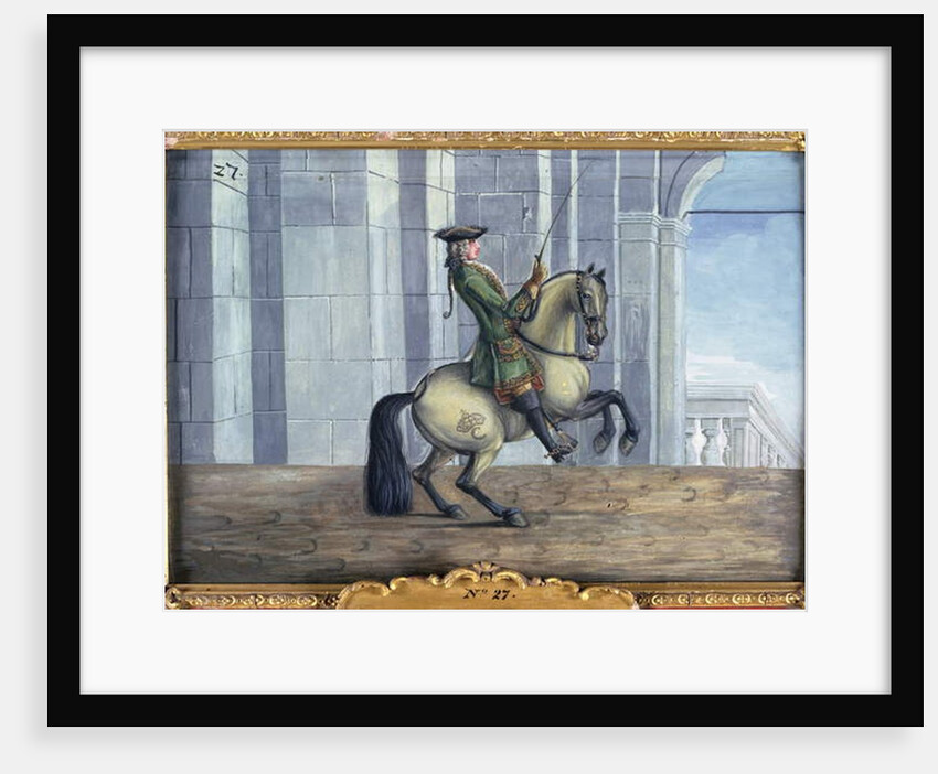 No. 27 A grey horse of the Spanish Riding School performing a dressage movement called the 'Levade' by Baron Reis d' Eisenberg