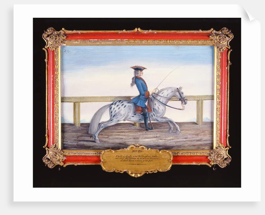 No. 29 A dappled grey horse of the Spanish Riding School performing a dressage movement by Baron Reis d' Eisenberg