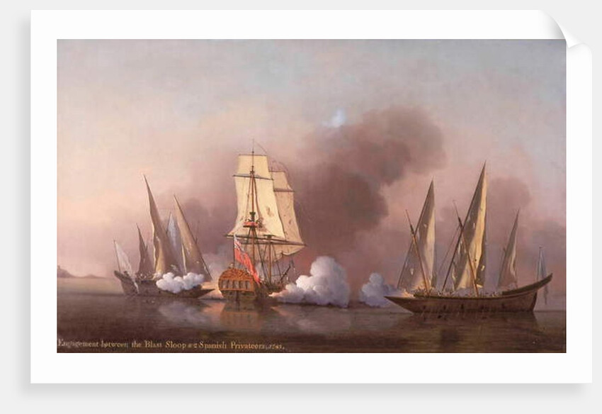 The Engagement between the Blast Sloop and two Spanish Privateers, 1745 by Samuel Scott