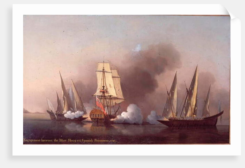 The Engagement between the Blast Sloop and two Spanish Privateers, 1745 by Samuel Scott