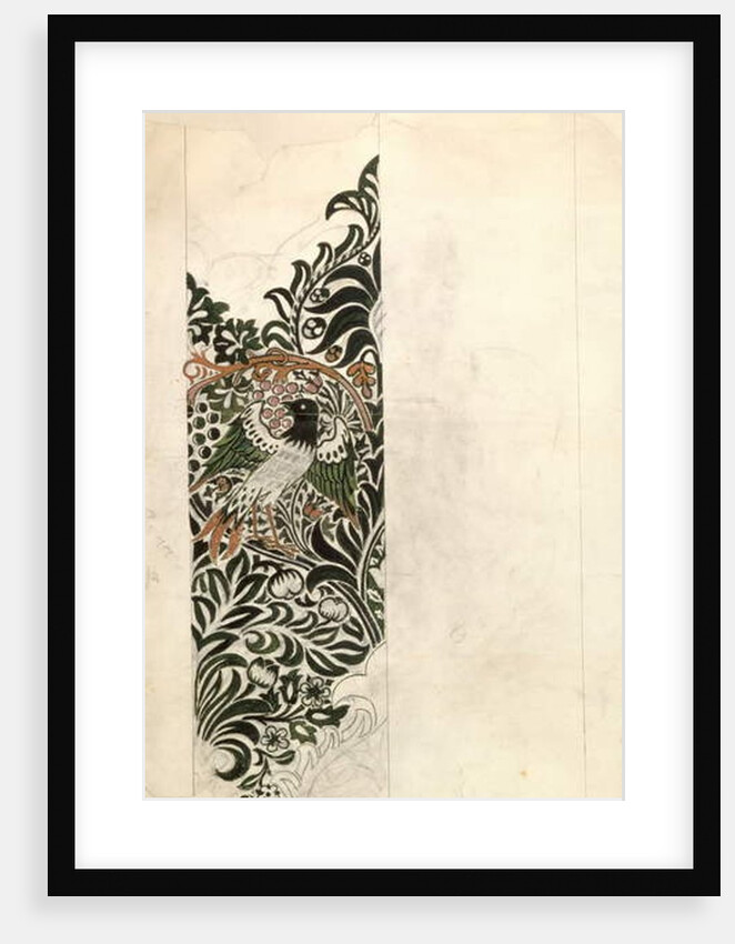 Unfinished 'Bird and Vine' wood block design for wallpaper, 1878 by William Morris