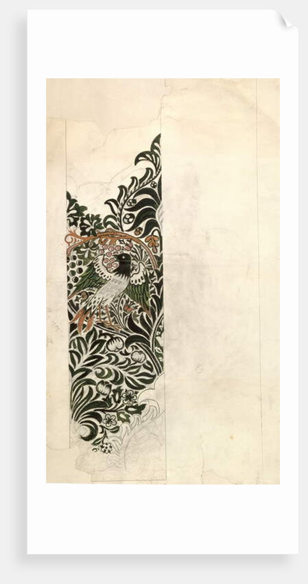 Unfinished 'Bird and Vine' wood block design for wallpaper, 1878 by William Morris