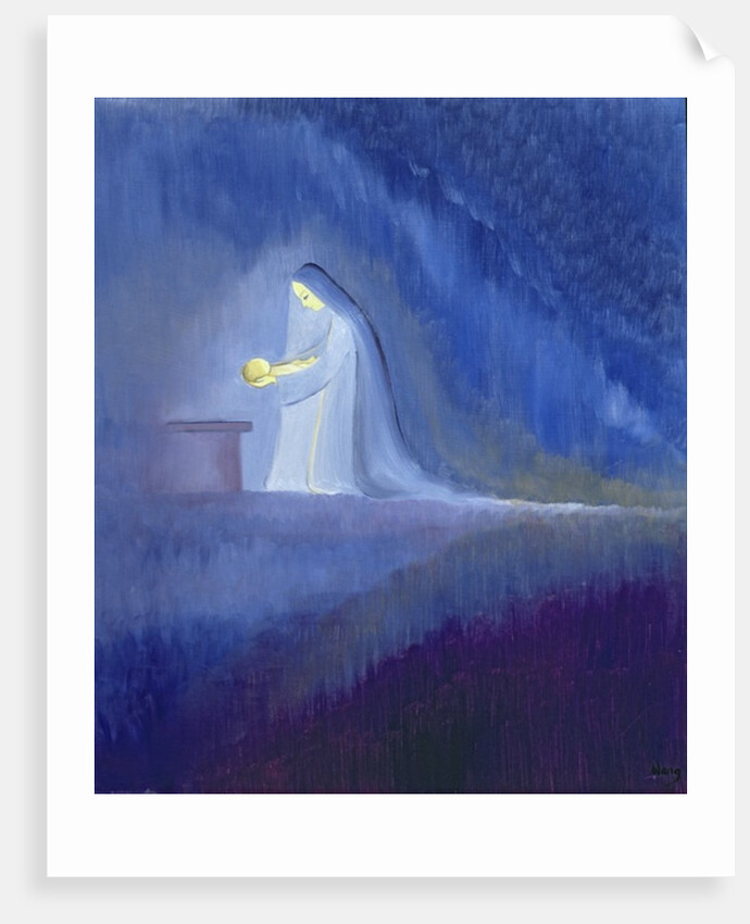 The Virgin Mary cared for her child Jesus with simplicity and joy, 2001 by Elizabeth Wang