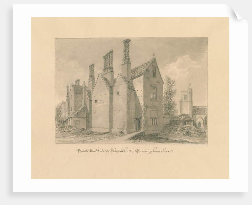 Buckinghamshire - Chenies Hall: sepia drawing, 1824 by John Buckler