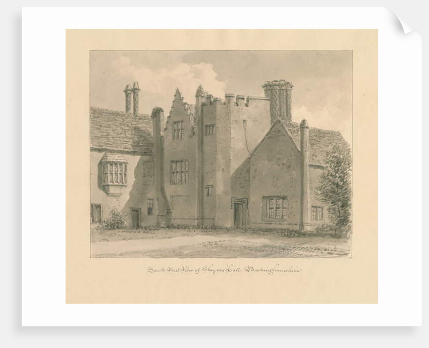 Buckinghamshire - Chenies Hall: sepia drawing, 1824 by John Chessell Buckler