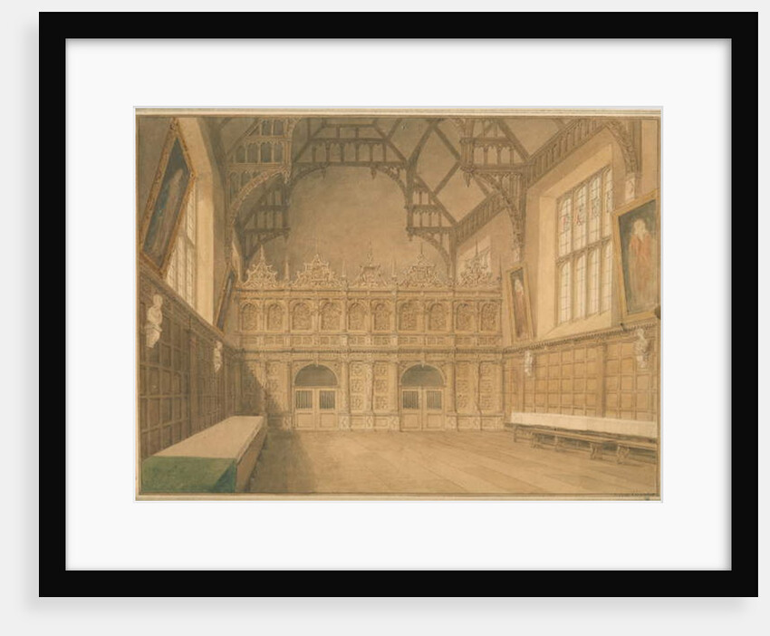 Cambridgeshire - Trinity College Hall - Interior View, 1818 by John Buckler