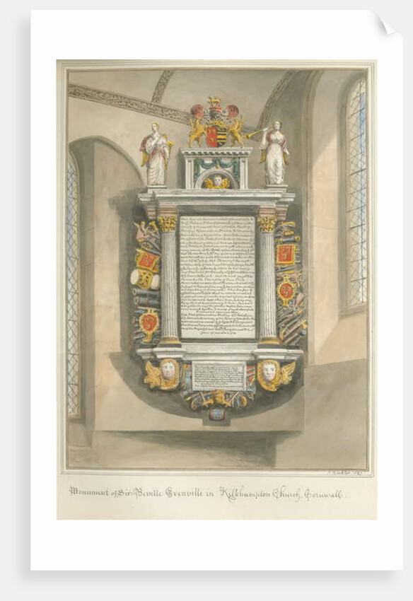 Cornwall - Kilkhampton Church - Monument of Sir Bevil Grenville, 1827 by John Buckler