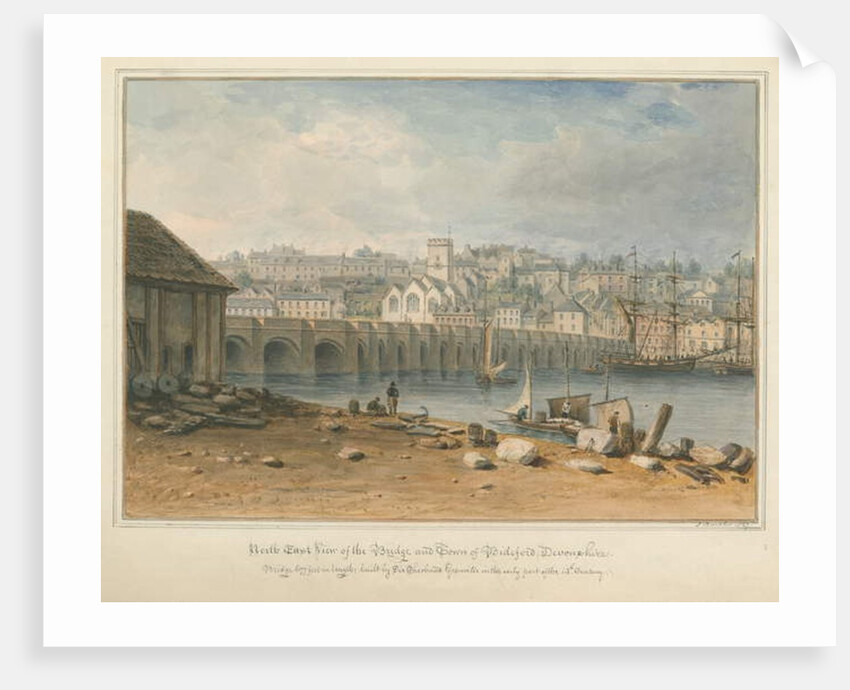 Devonshire - Bideford - Bridge and Town, 1827 by John Buckler