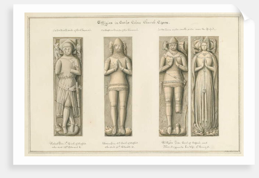 Essex - Earls Colne Church - Effigies by John Buckler