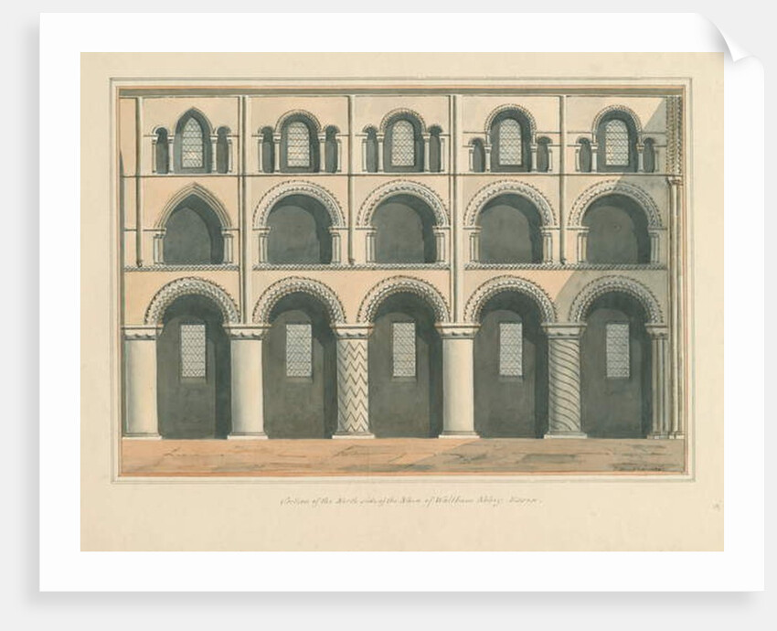 Essex - Waltham Abbey - Section of the North Side of the Nave, 1802 by John Buckler