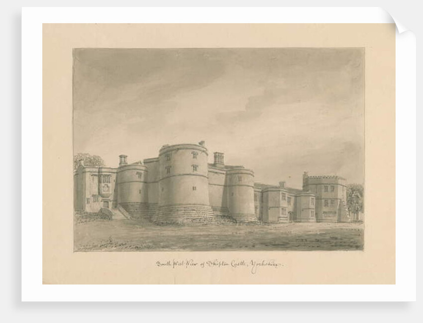 Yorkshire - Skipton Castle: sepia drawing, 1818 by John Buckler