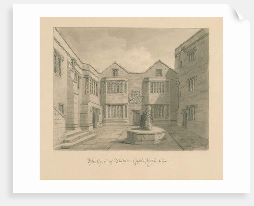 Yorkshire - Skipton Castle: sepia drawing, 1818 by John Chessell Buckler