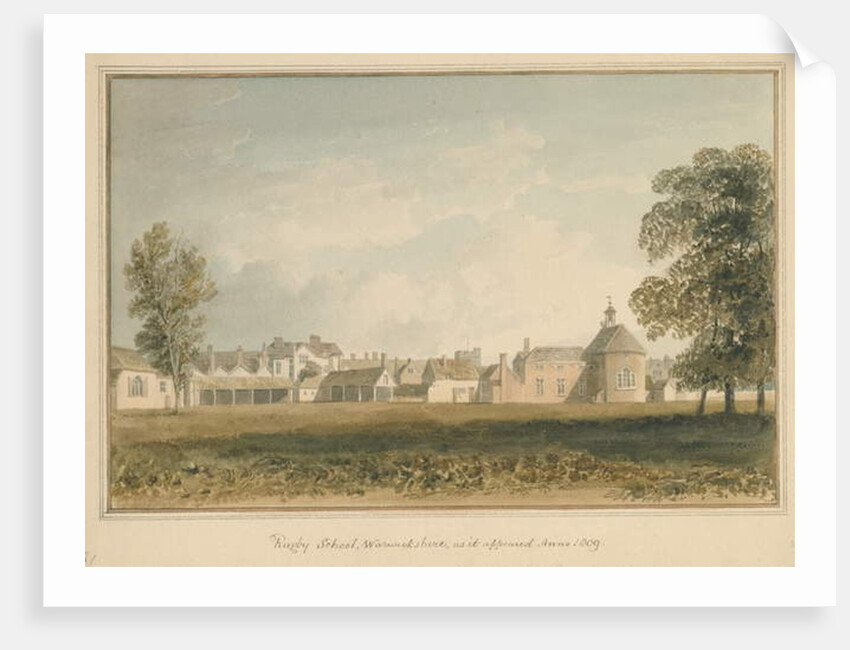 Warwickshire - Rugby School, 1809 by John Buckler