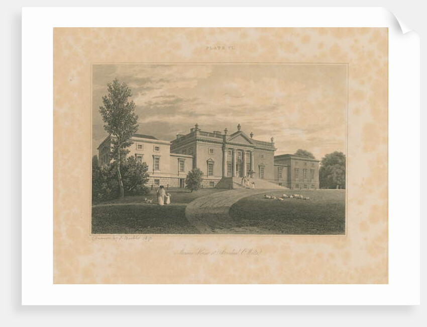 Wiltshire - Stourhead - Mansion: engraving, 1817 by John Buckler