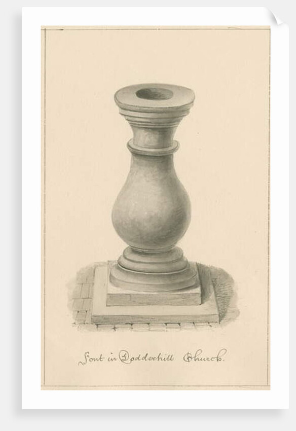 Worcestershire - Droitwich - Dodderhill Church Font by John Buckler