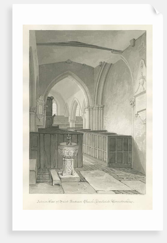 Worcestershire - Droitwich - Saint Andrew's Church Interior : sepia drawing, 1833 by John Chessell Buckler