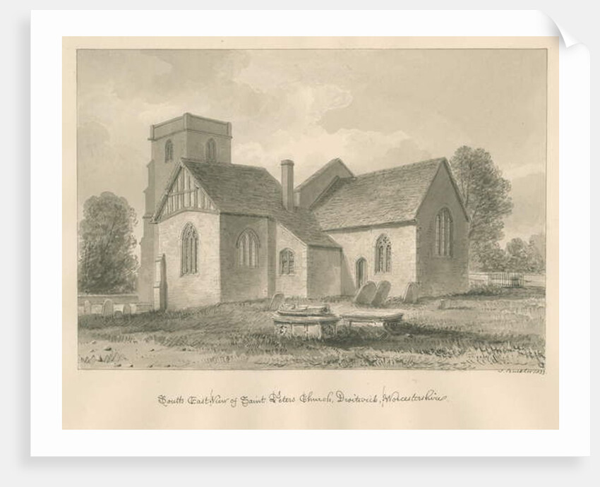 Worcestershire - Droitwich - Saint Peter's Church: sepia drawing, 1833 by John Buckler