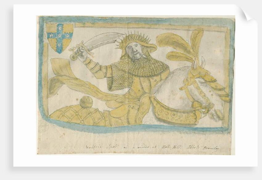 Abbots Bromley - Window Glass at Hall Hill: coloured pencil sketch, nd [?18th cent] by Stebbing Shaw